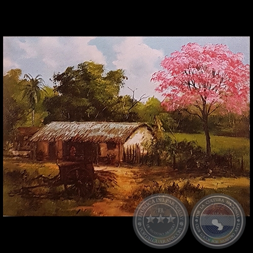 LAPACHO ROSADO, RANCHO Y CARRETA - Obra de JUAN GUERRA GAJA